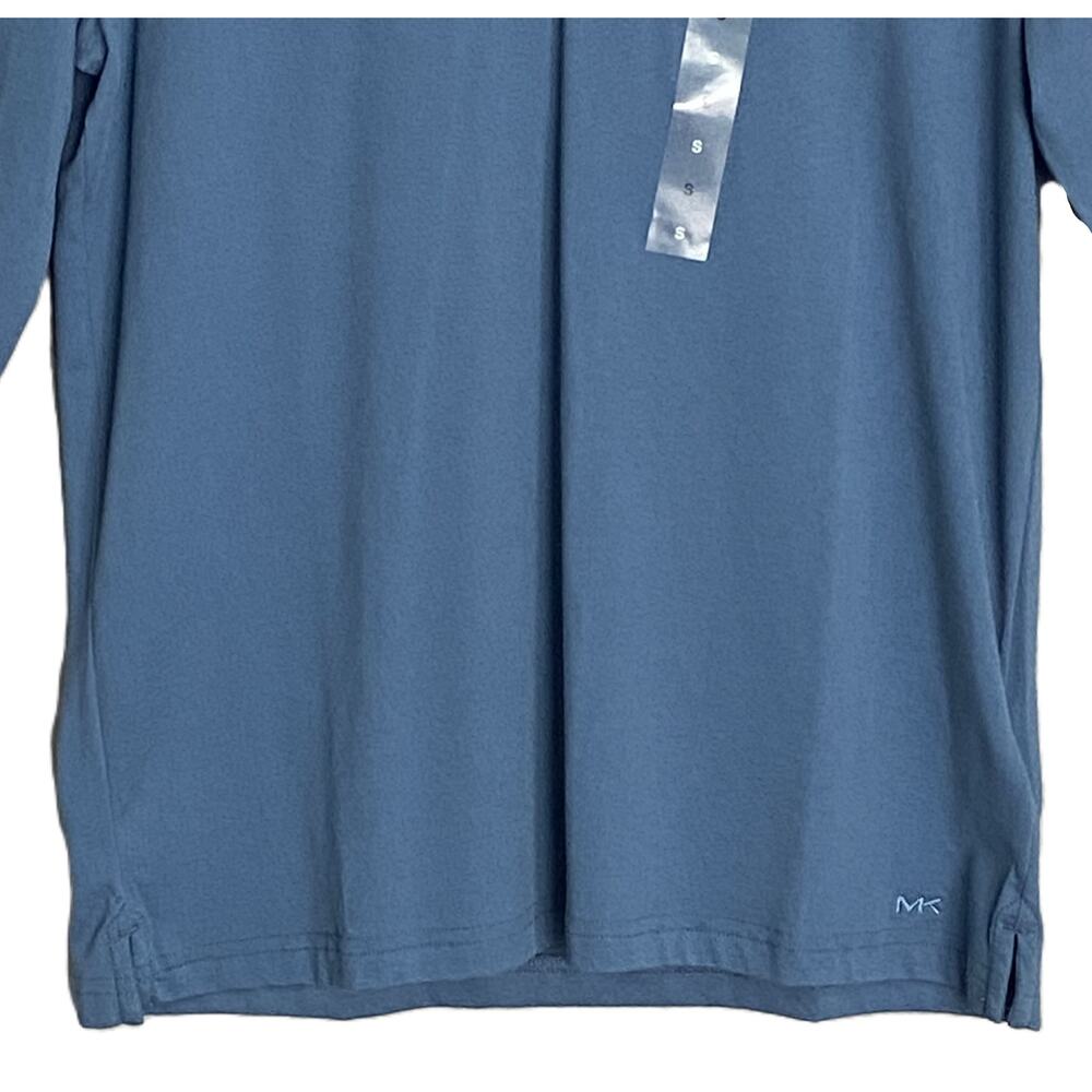 Michael Kors Polo Hoodie Shirt Men's Small Pima Cotton Stretch Ocean Blue NEW - Picture 3 of 13